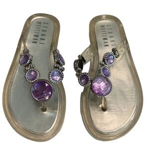 Stuart Weitzman Girls Purple Jeweled Jelly Sandals size 10Y